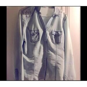 XL Bongo Rhinestone/Spikes Denim Shirt​